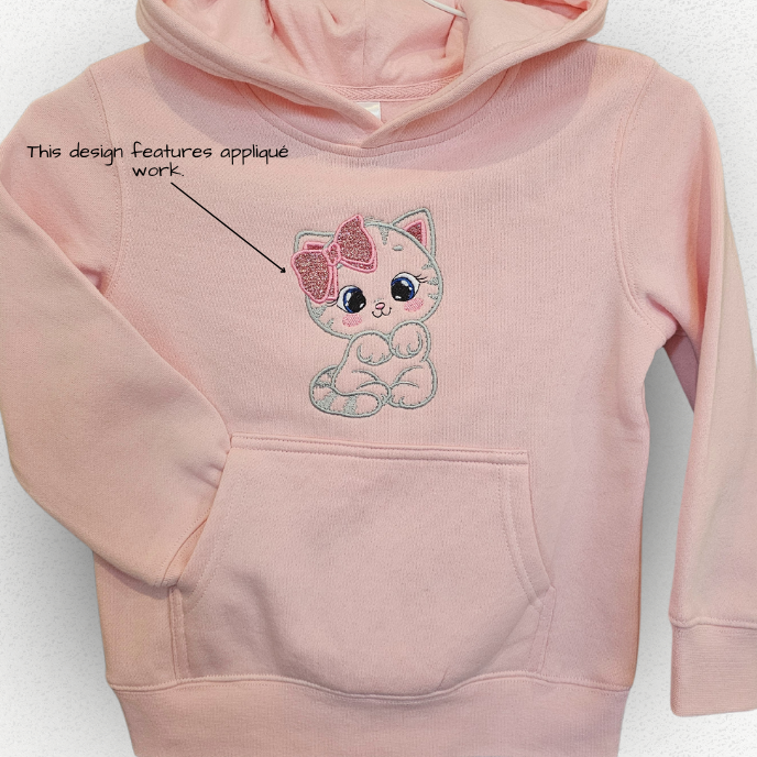 Thumbnail: Custom Kids’ Cat Hoodie – Appliqué Design & Embroidered Name