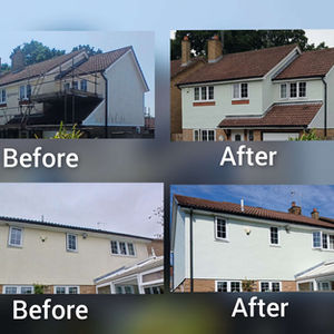 before and after images of repainted house in Hastings, St Leonards on sea .
with detailed description of works completed by MPB Painting and Decorating