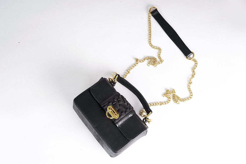 Thumbnail: WHEEL ME OUT - BLACK LEATHER HANDBAG