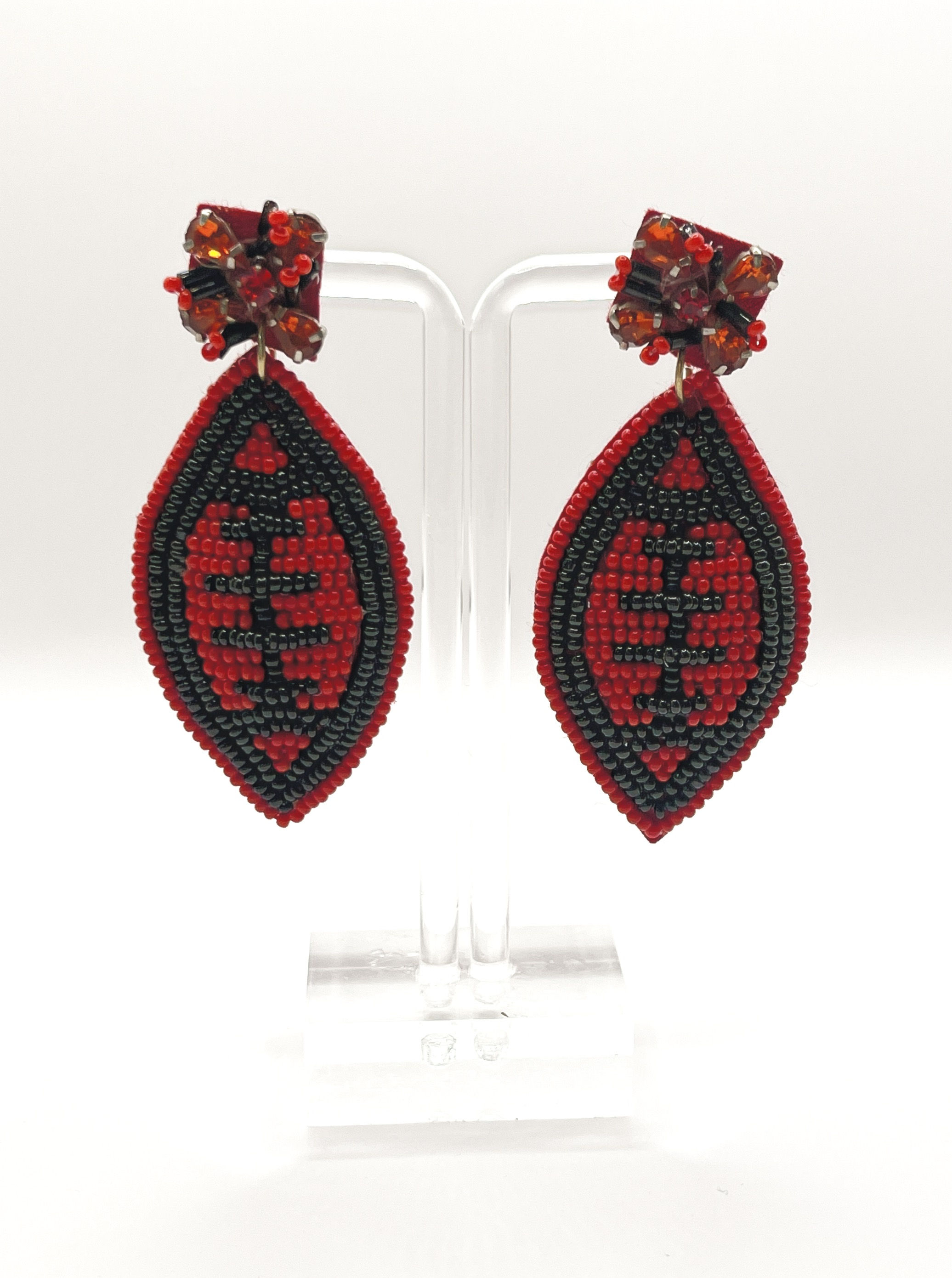 Football (Red & Black) Beaded Earrings