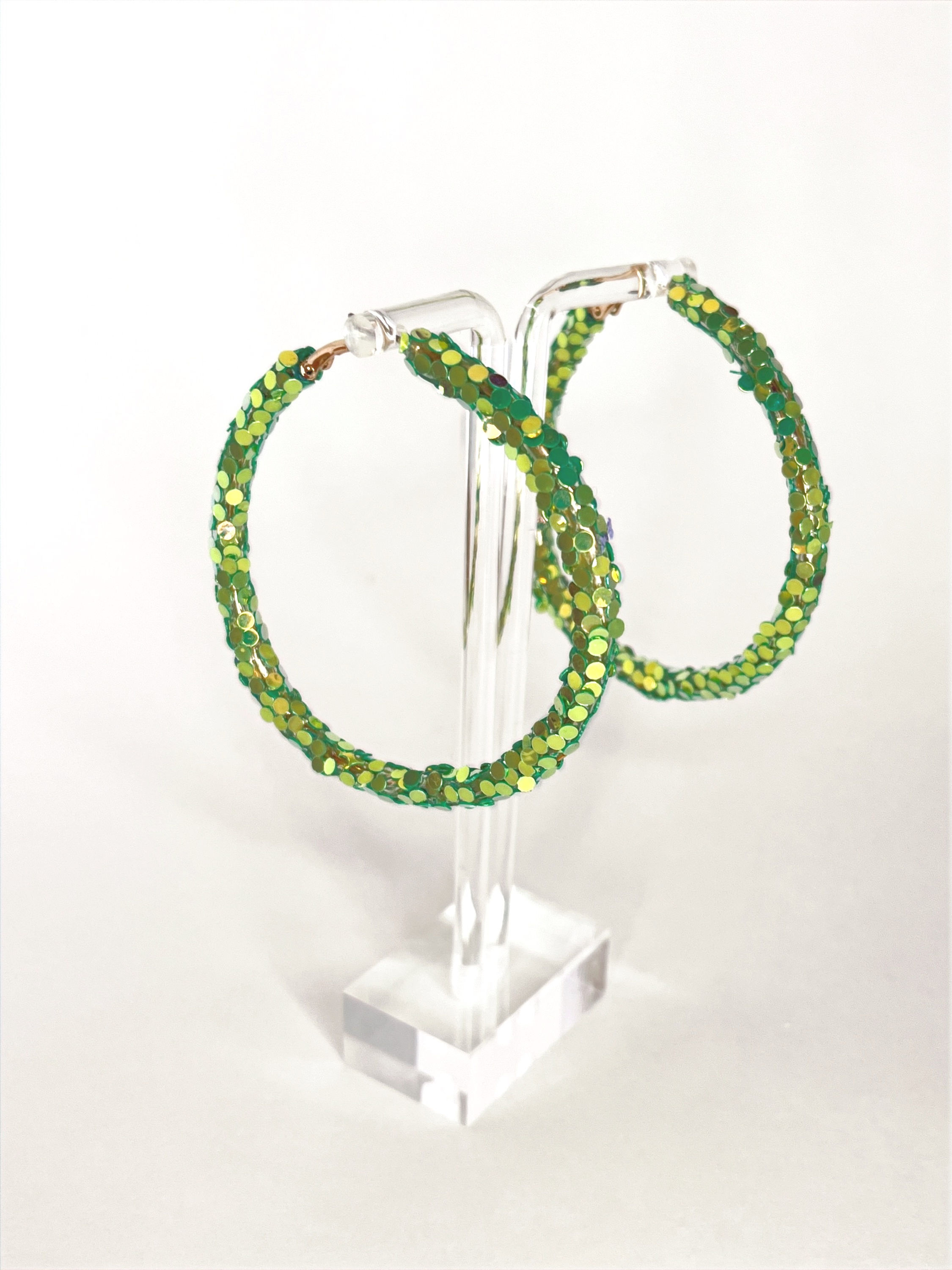 Green Sequin Hoop Earring