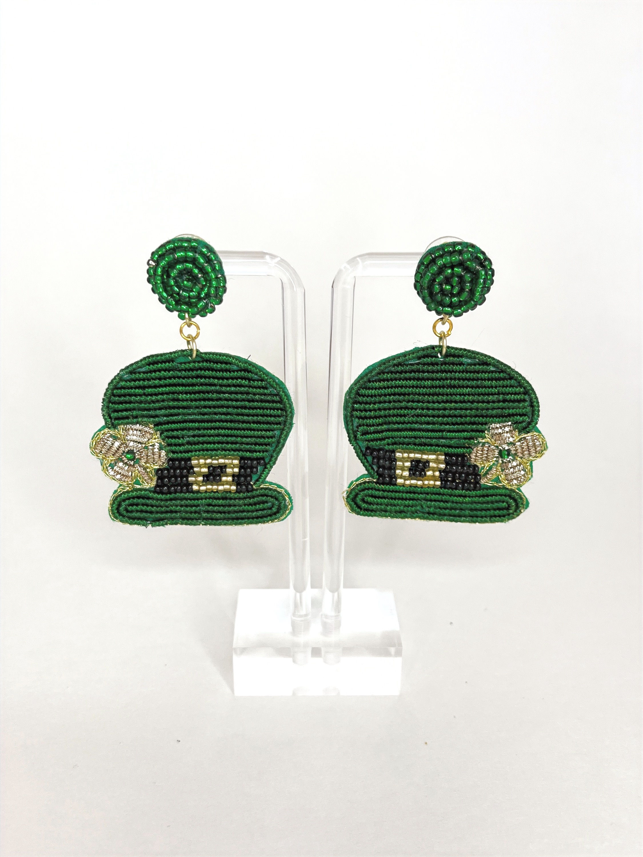 St.Patrick's Day Hat Beaded Earrings