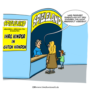 Die kleine Emilia möchte bitte aus dem Spieleland abgeholt werden.