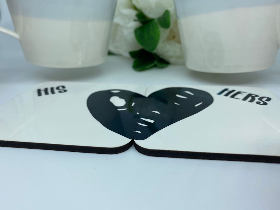 Thumbnail: Monochrome Heart Coaster Set
