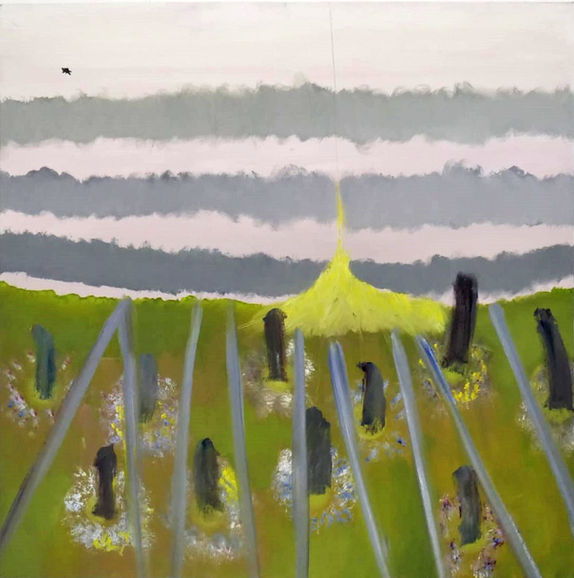 Painting about Job from the book od job in the bible. abstract israeli  art.   Job , questions to god , exhibition at uriel 23 gallery tel aviv. Dan Dan

