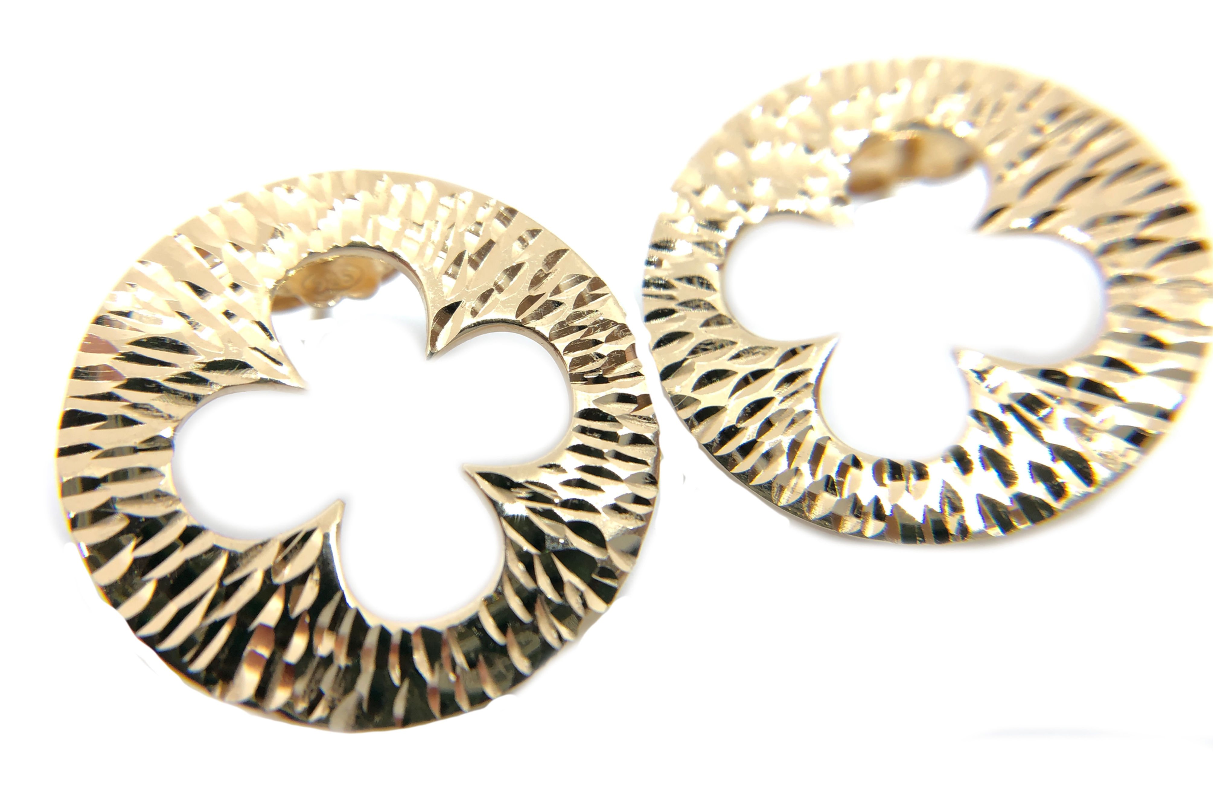 Orecchini a Lobo con Rosone Veneziano in stile Gotico fiorito in Oro 18 Kt