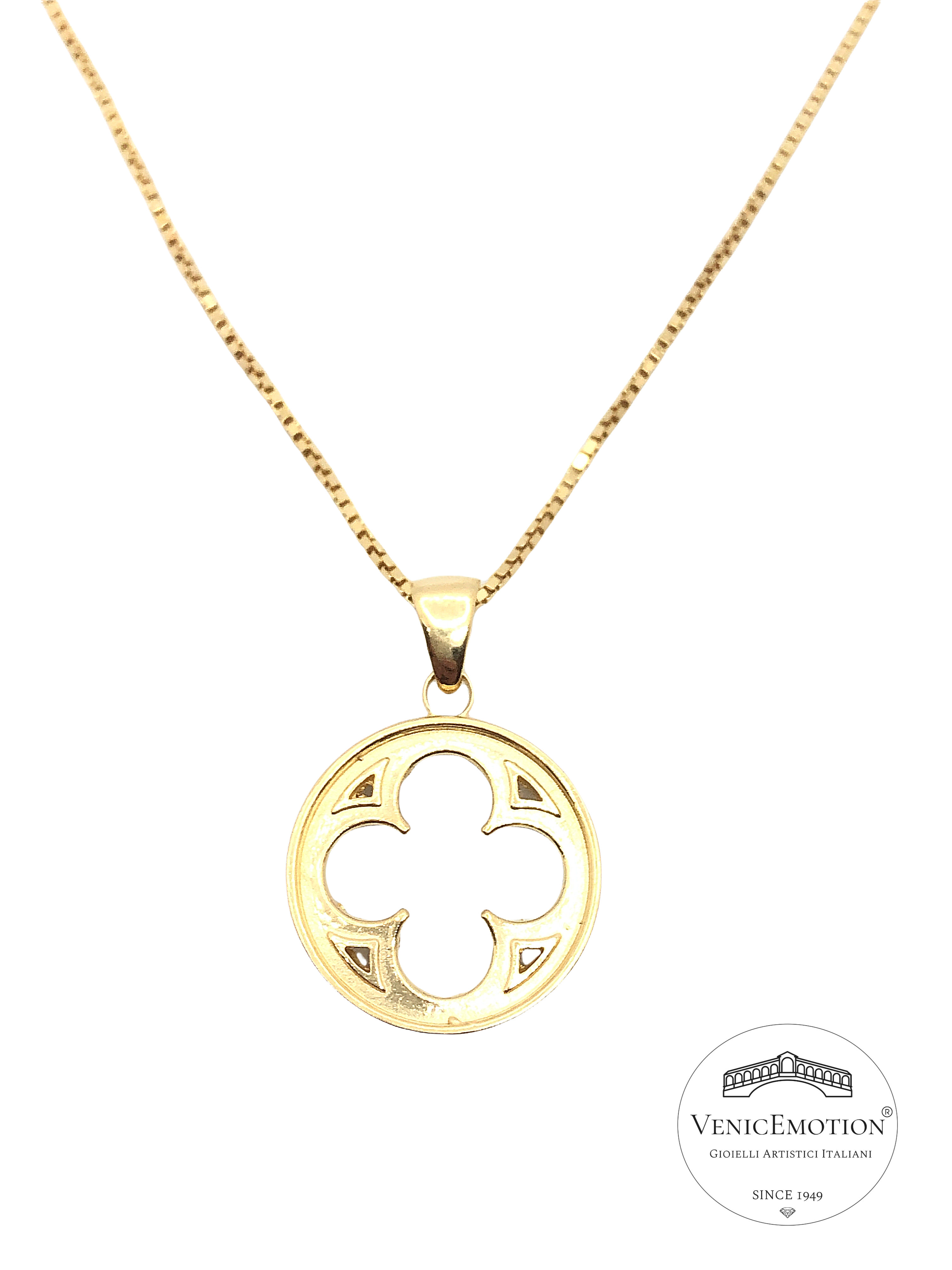 Collana con ciondolo Rosone Veneziano in stile Gotico Fiorito in argento 925