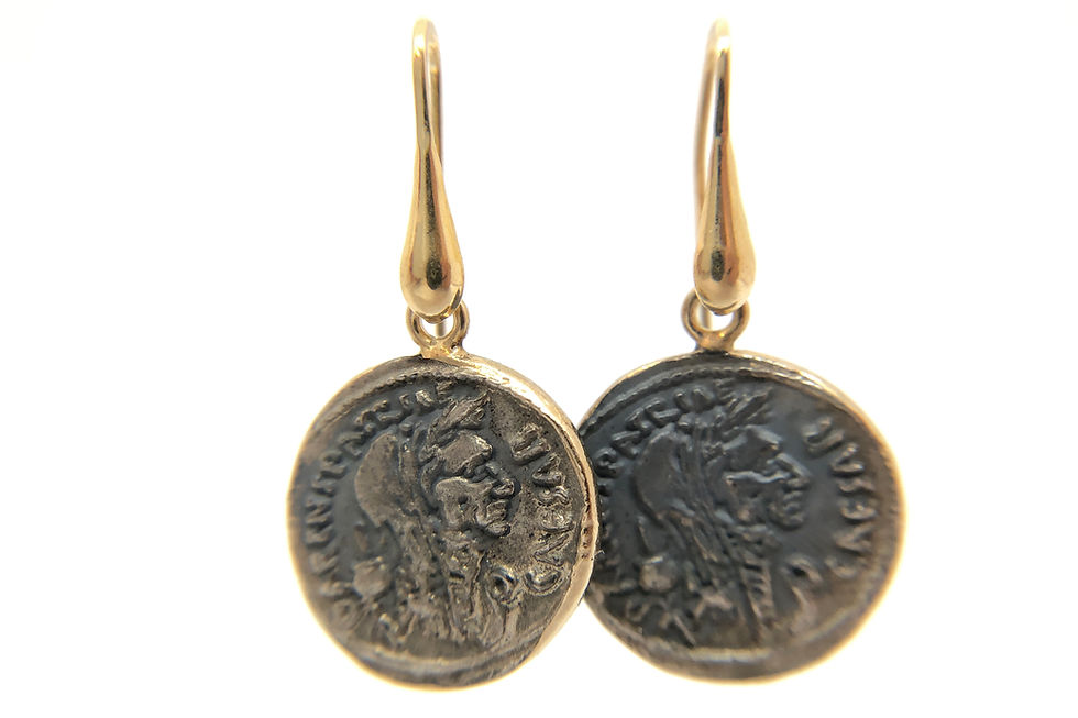 Miniatura: Orecchini pendenti in argento 925 con  monete Romane