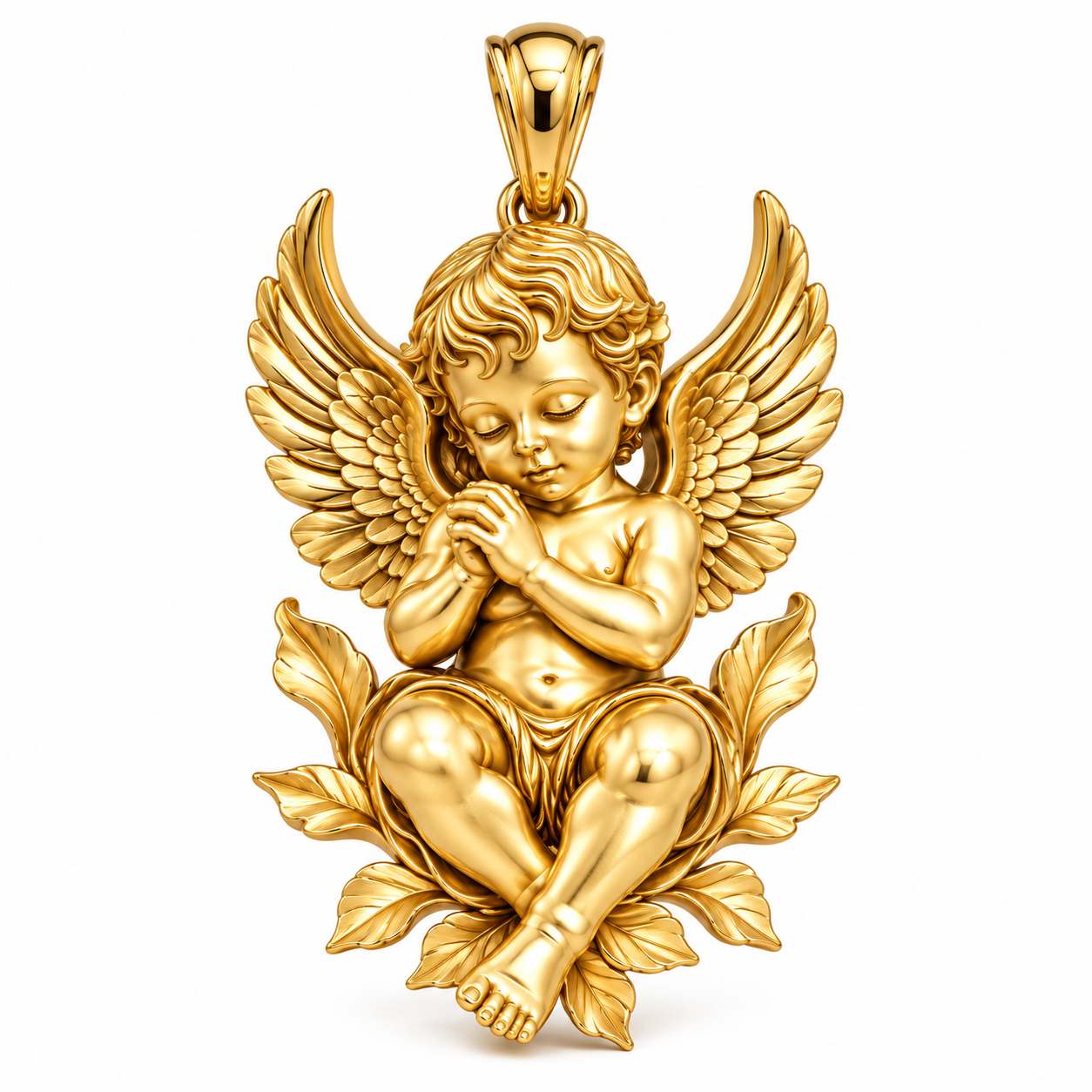 Ciondolo Angelo Custode in Argento 925 dorato, png