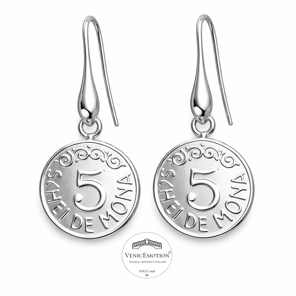 Orecchini con Monete "5 Schei de Mona" argento 925, png