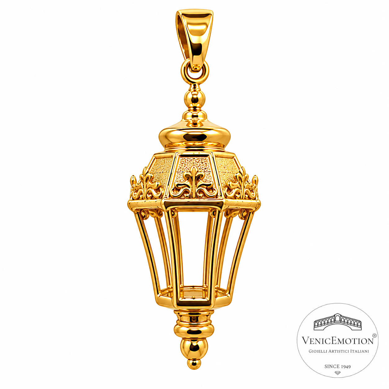 Ciondolo lanterna classica, argento 925, dorato, png