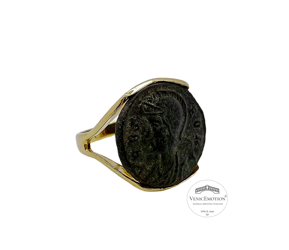 Miniatura: Anello oro 18 Kt. con moneta romana antica originale