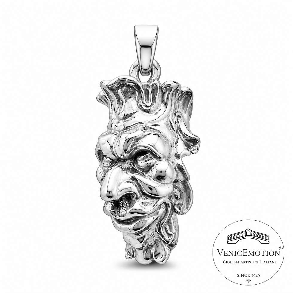 Ciondolo Mascherone Veneziano in Argento 925 rodiato, png