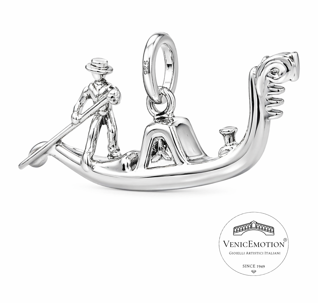 Ciondolo Gondola tridimensionale grande in Argento 925, png