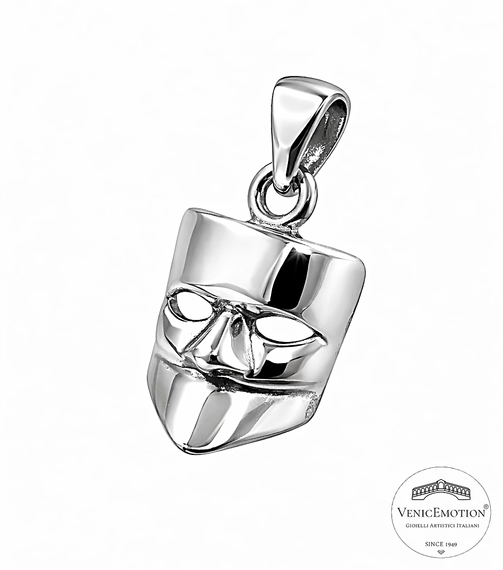 Ciondolo Maschera Bauta Veneziana  Argento 925 rodiato, png