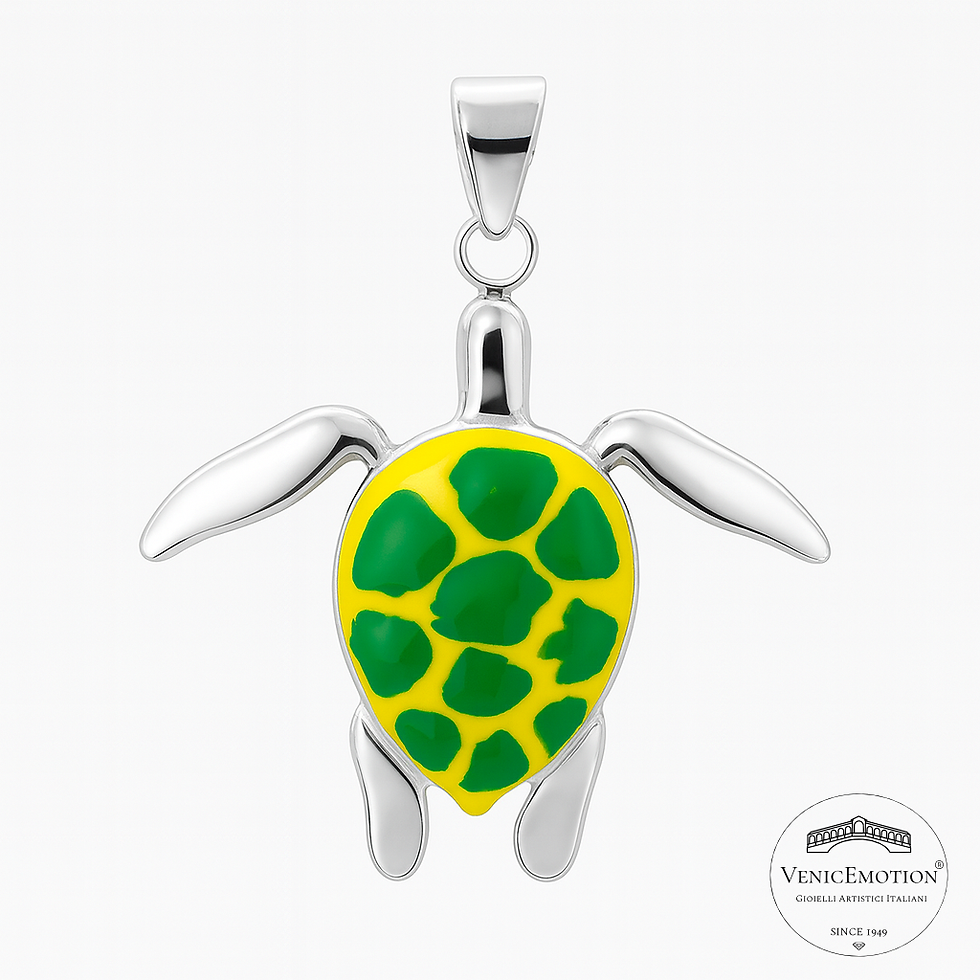 Ciondolo tartaruga Caretta caretta in argento 925, smalti a fuco, jpg