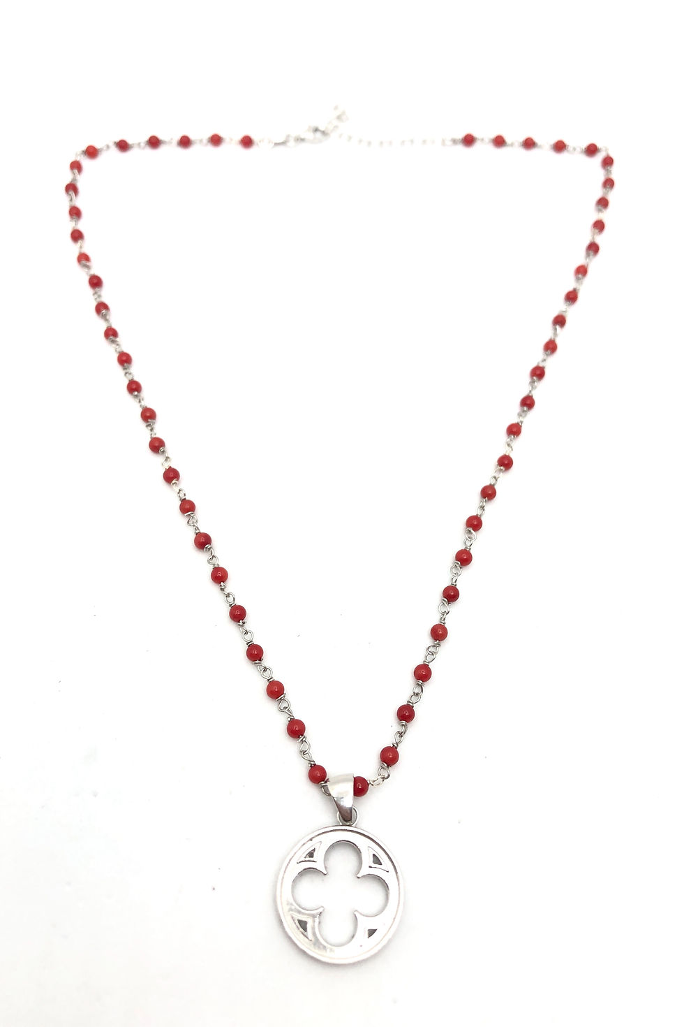 Collana con corallo e  Rosone Veneziano in stile Gotico Fiorito.