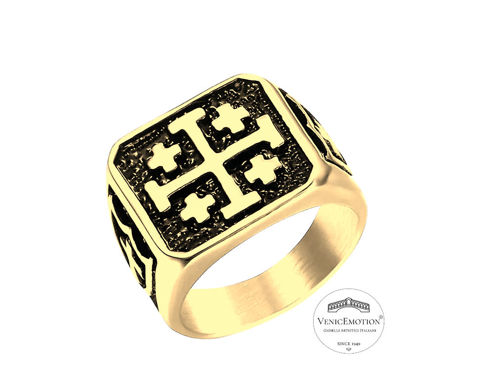 Anello croce di San Marco in Argento 925 dorato, vista laterale