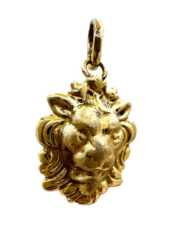 Ciondolo da Uomo Placca Oro Testa di Leone Viso Occhi