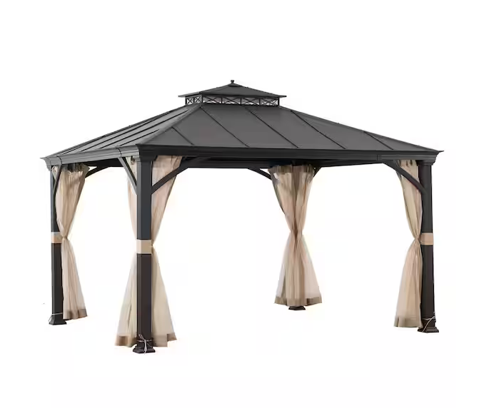 11 X 13 Black 2-tier Aluminum Backyard Hardtop Gazebo service image
