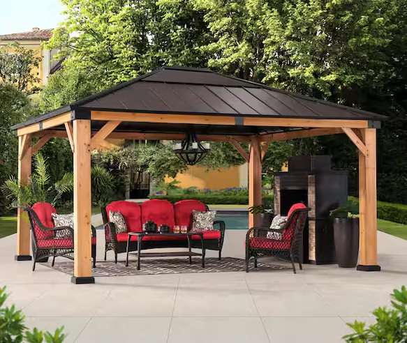 Skye Outdoor Patio 13 X 15 Brown Wooden Frame Backyard Hardtop service image