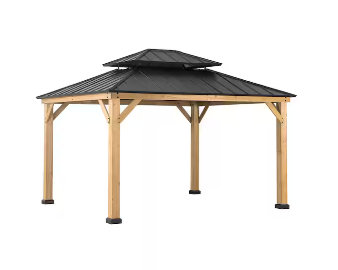 Crownhill 13 X 11 Hardtop Gazebo With Wood Posts service image