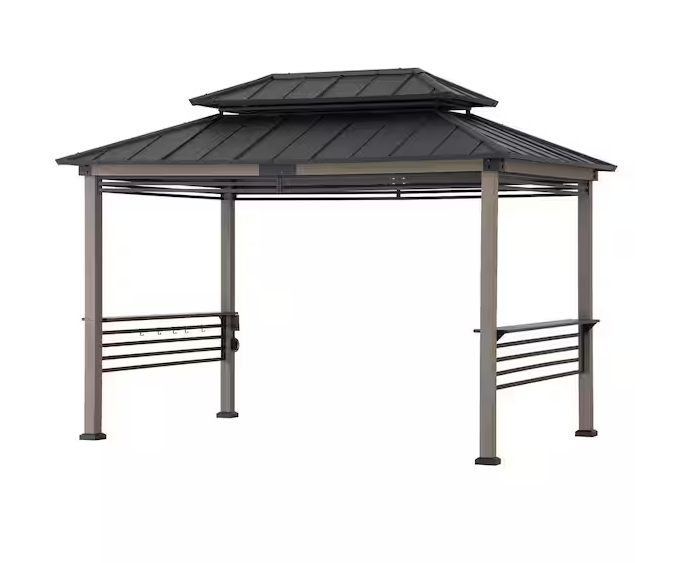 8 X 12 Matte Black Aspen Cedar Framed Grill Gazebo service image