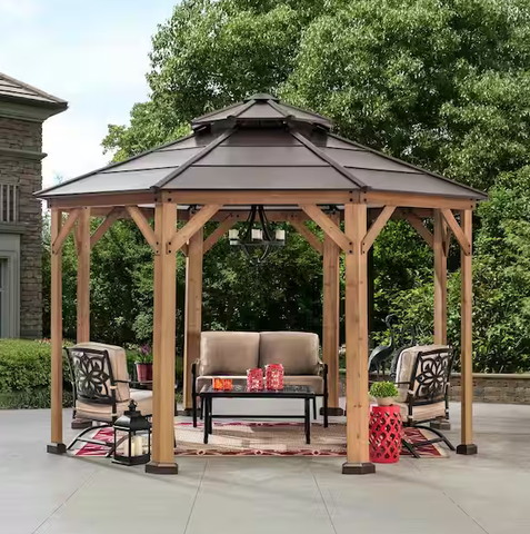 Osborne 13 X 13 Cedar Framed Octagon Gazebo With Brown Steel service image