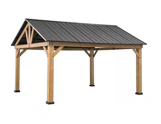 13 X 15 Black Wooden Frame Steel Gable Roof Backyard Hardtop service image