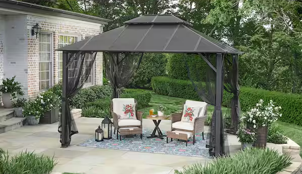 Parksbury 10 X 12 Antique Pewter Hard Top Gazebo service image