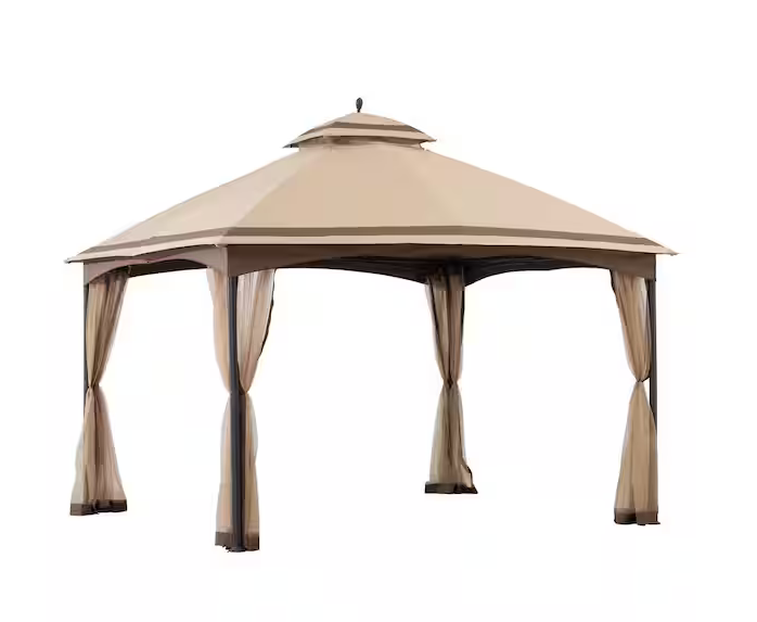 Adair 105 X 13 Tan And Brown 2-tier Steel Gazebo service image
