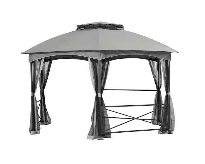 Alyssa 147 X 147 2-tone Gray Hexagon Steel Gazebo service image