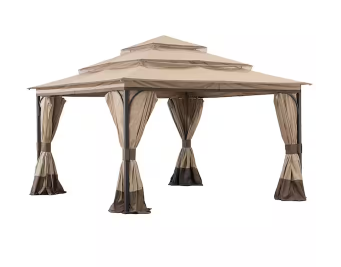 Bethlehem 13 X 13 Steel Gazebo With 3-tier Tan And Brown Canopy service image