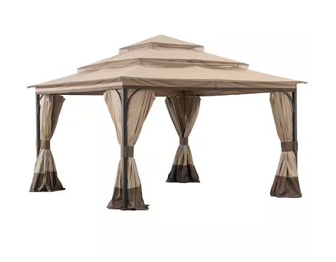 Bethlehem 13 X 13 Steel Gazebo With 3-tier Tan And Brown Canopy service image