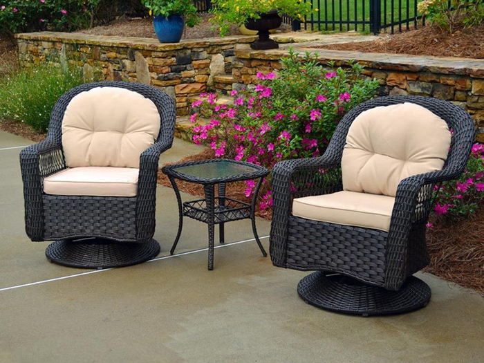 Biloxi Bistro Set Outdoor Wicker Swivel Chair Table Set service image