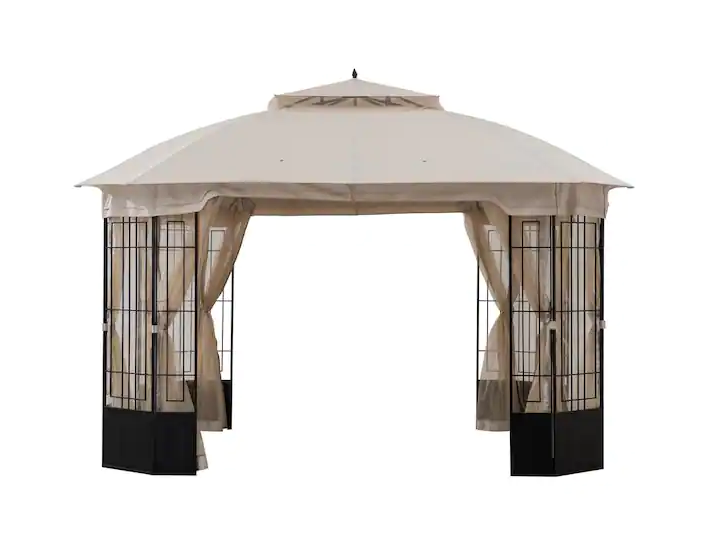 Harlem 11 X 13 Steel Gazebo With Beige Canopy service image