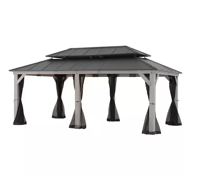 12 X 20 Matte Black Cedar Framed Gazebo With Alum Hardtop service image