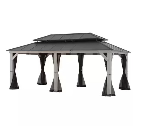 12 X 20 Matte Black Cedar Framed Gazebo With Alum Hardtop service image