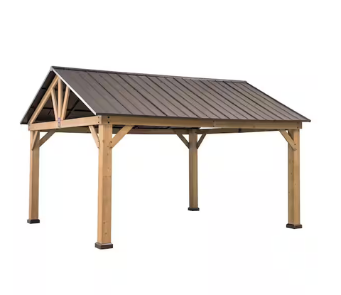 13 X 15 Outdoor Patio Hardtop Gazebo, Wooden Frame Metal Gazebo service image