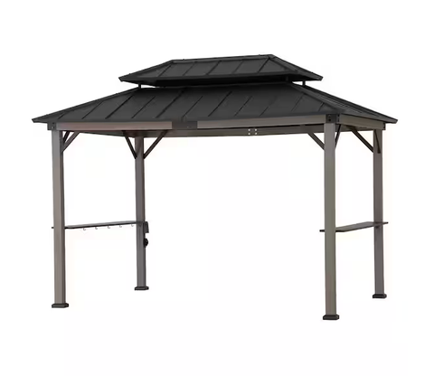 8 X 12 Matte Black Churchill Cedar Framed Grill Gazebo service image