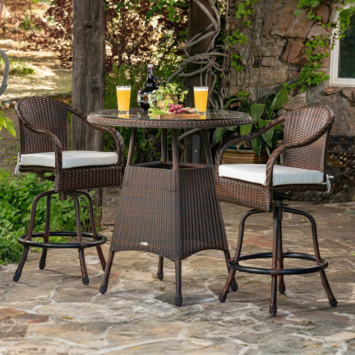 Sea Pines Outdoor Wicker 3pc Bar Set service image