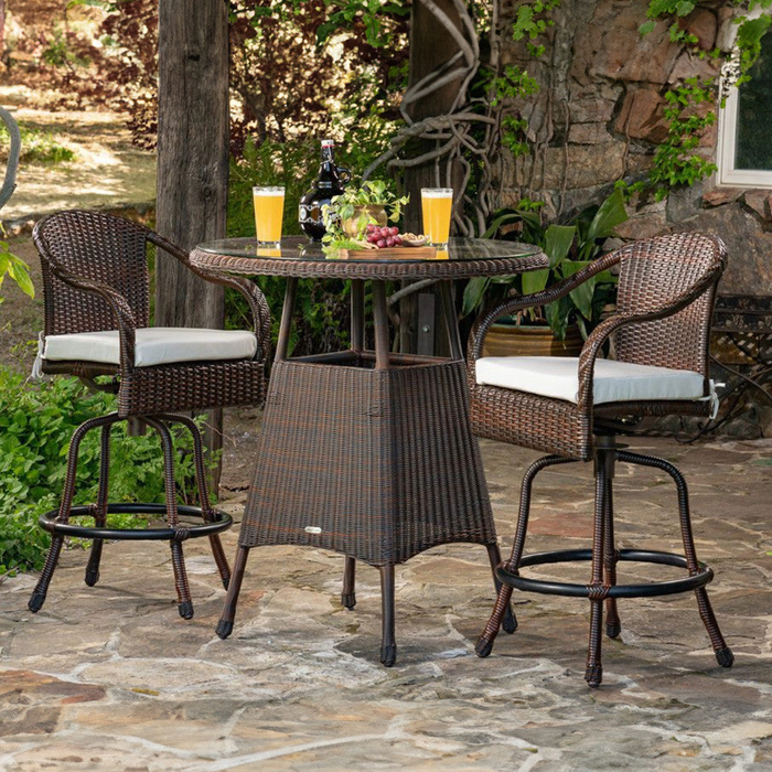 Sea Pines Outdoor Wicker 3pc Bar Set service image
