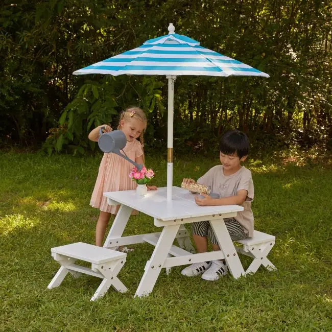 Outdoor Table With Benches Umbrella service image