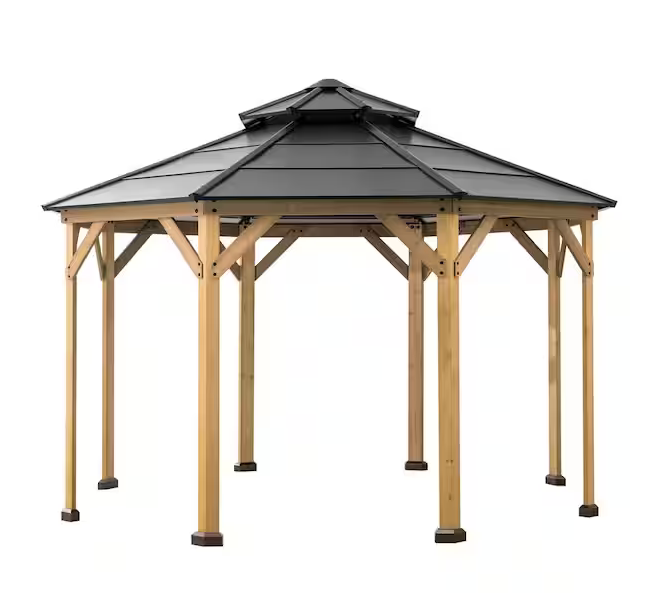 Oasis Outdoor Patio Octagon 13 X 13 Black 2-tier Wooden Frame service image