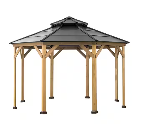 Oasis Outdoor Patio Octagon 13 X 13 Black 2-tier Wooden Frame service image
