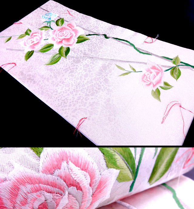 Embroidered Roses Unused Nagoya Obi
