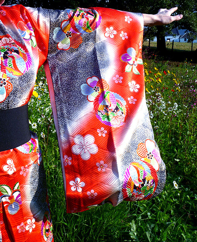 Thumbnail: Black & Orange Silk Kimono