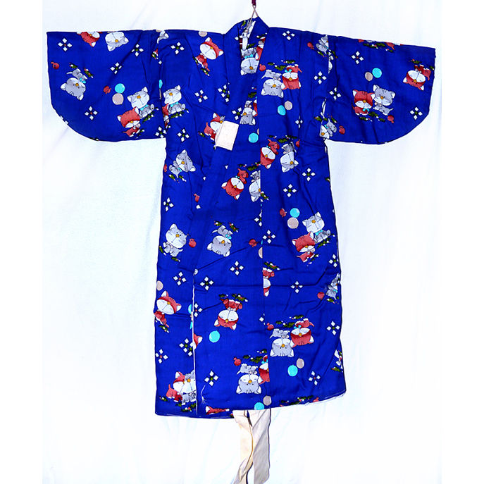 Thumbnail: Cats on Blue Kimono & Hifu Ensemble
