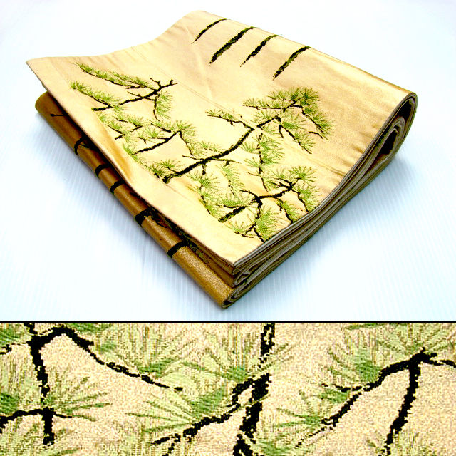 Pines on Gold Fukuro Obi