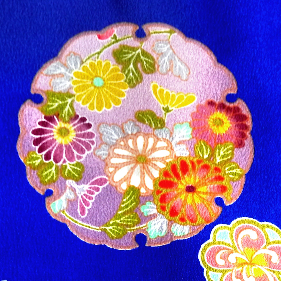 Thumbnail: Floral Snowflakes - Washable Furisode Kimono